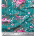 thumbnail image 1 of Soimoi Tissu en Velours à Rayures, Feuilles et Roses Imprimé Floral au Mètre 58 Pouces de Large, 1 of 3