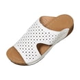 thumbnail image 2 of Wide Width Wedge Sandals for Women Orthopedic Peep Toe Hollow Slip On Slides Ladies Low Heel Comfy Cushioned Footbed Arch Support Slides Recovery Mules Casual Shoes for Outdoor Indoor Daily Wear, 2 of 6
