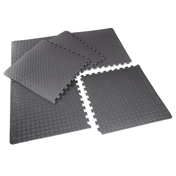 24-Piece Interlocking Foam Exercise Puzzle Mat Set, 12mm (1/2-Inch) Thick High-Density EVA Gym Flooring, 83.18 SQ FT Large Coverage Protective Floor Tiles for Home Workout and Fitness Equipment (Blac
