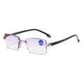 thumbnail image 1 of New Diamond-cut Bifocal Progressive Reading Glasses Men Blue Light Blocking Multifocal Eyewear Ultralight Rimless Eyeglasses Bifocal +150, 1 of 6