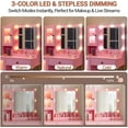 thumbnail image 5 of Makeup Vanity Desk with Mirror and Lights, Vanity Table with Charging Station, RGB Lights Wood Dressing Table for Bedroom, for Girls, 5 of 9