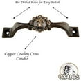 thumbnail image 2 of Urbalabs Cast Iron Kitchen Cabinet Handles and Drawer Pulls Western Concho Cross Horseshoe and Star Country Home Rustic Decor Farmhouse Cabinet Handle Cabinet Knobs (10, Copper Western Cross), 2 of 7