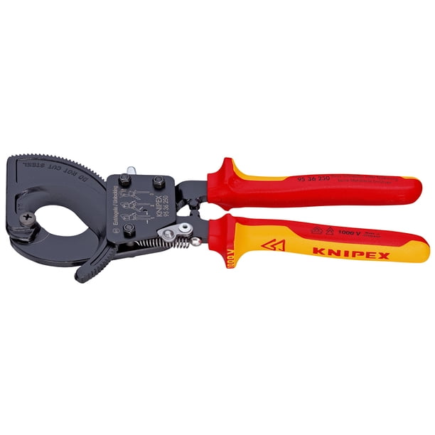 KNIPEX 95 36 250 Cortacables (tipo matraca) aislados con fundas en dos componentes, según norma VDE Negro, lacado 250 mm