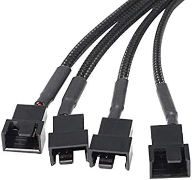 HRTGFD-SATA to 3 Pin 4 Pin Fan Adapter,15pin SATA to 4 x 3 pin / 4 Pin 12V PC Case Fan Splitter Extension Power Cable Adapter-28cm-2pcs