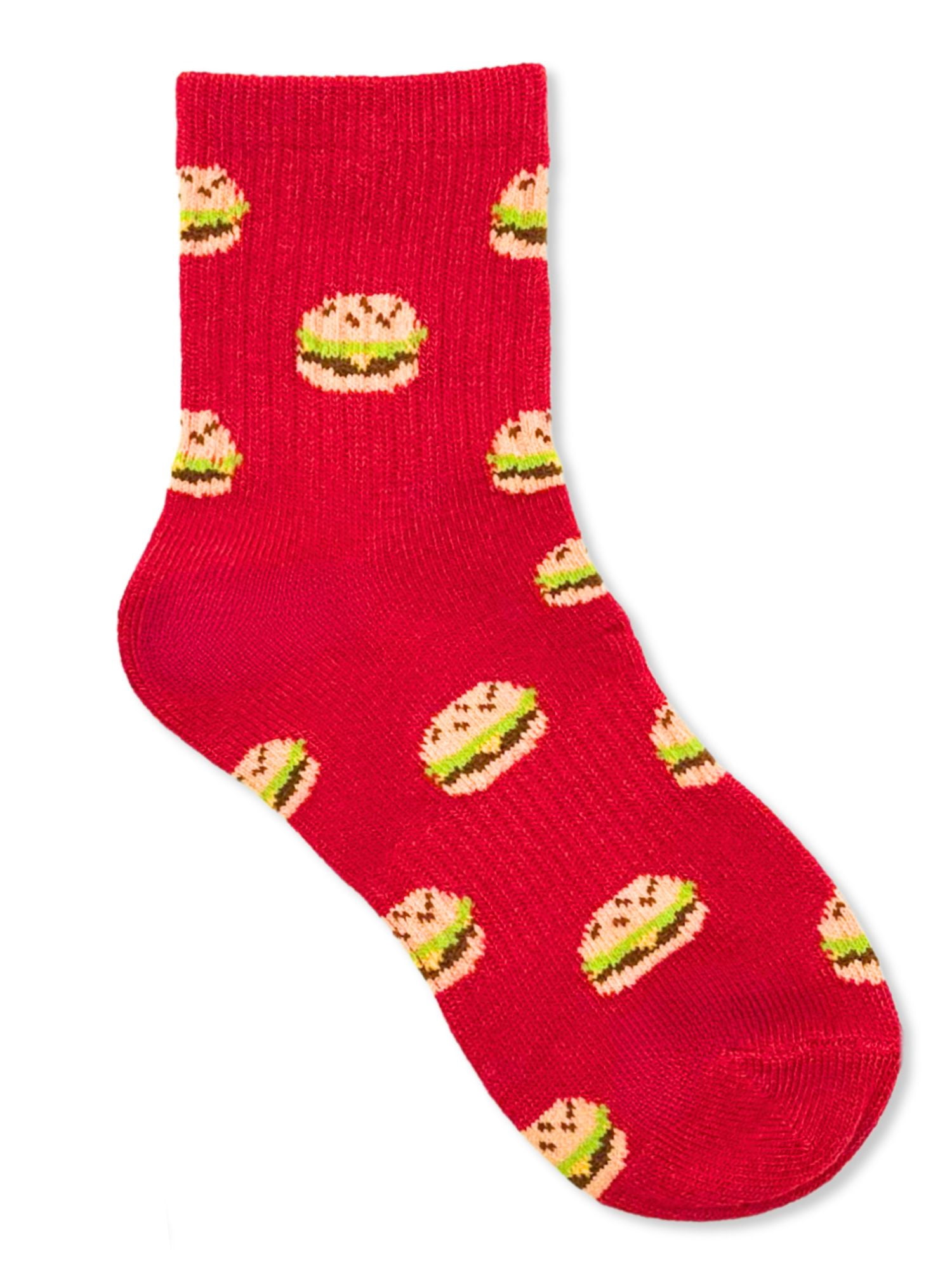 Wonder Nation Boys Snack Food Mid-Crew Socks, 6-Pack, Sizes S-L