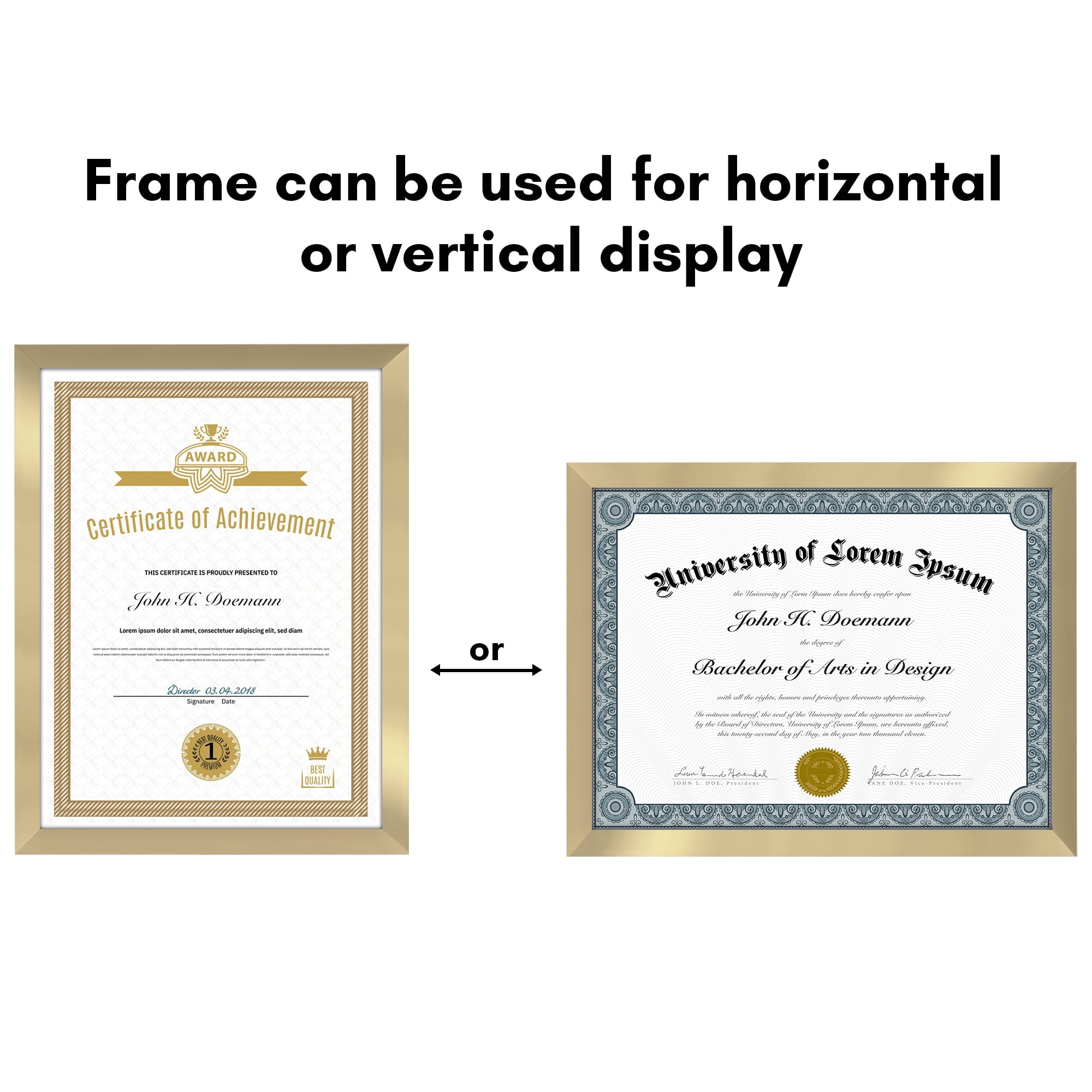 Americanflat 8.5x11 Diploma Frame with Polished Plexiglass 5 Pack Legacy Collection Certificate Wall - Gold