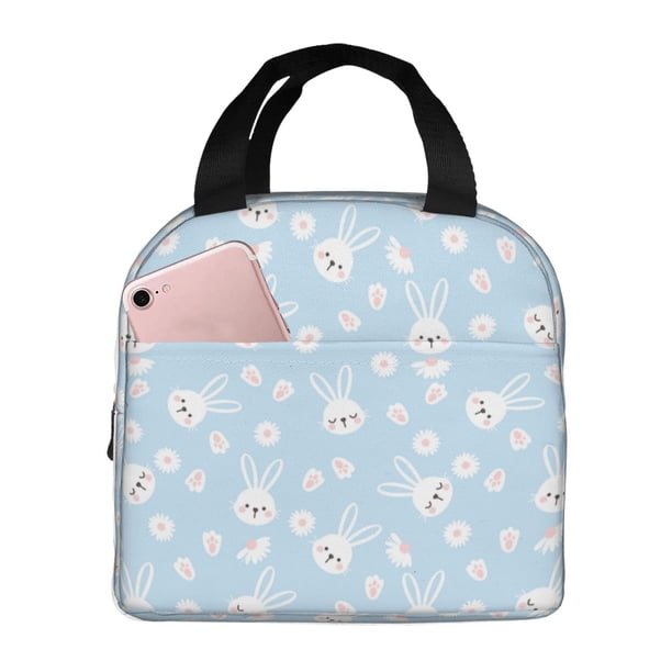 Easygdp Cute Bunny Bolsa Térmica Premium - Tela Oxford Impermeable, Gran Capacidad, Bolsillo Frontal, Unisex para Trabajo, Escuela, Actividades al Aire Libre y Picnics