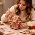 thumbnail image 6 of Christmas Diamond Art, Hanging Ornament DIY 3D Wooden House Pendant With Wreath, Christmas Tree Hanging Holiday Decor & DIY Craft Gift For Family, 6 of 7