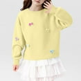 thumbnail image 4 of Miluxas Girl's Sweatshirt - Graphic Bow Print Crewneck Drop Shoulder Pullover Tops Yellow 7-8 Years, 4 of 5