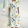 thumbnail image 1 of ICHUANYI Clearance Women's Summer Casual Round Neck Short Sleeve Folding Printed Dresses(Yellow, XXL) ICHUANYI WER2023080707764, 1 of 5
