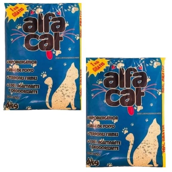 Arena Para Gato Alfa Cat (2 Bolsas De 6 Kg) de 12 Kg