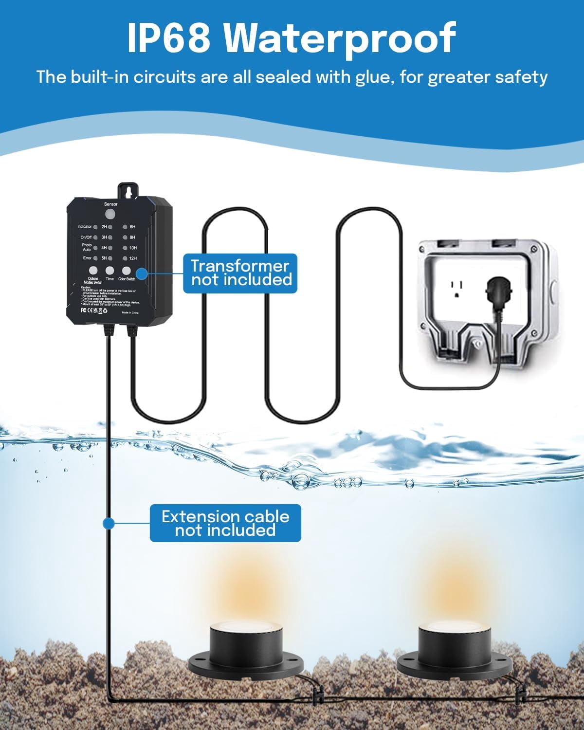 Pond Lights, LED Underwater Pond Lights, IP68 Waterproof Fountain Lights for Ponds, 2700K Warm White, 3W Landscape Spotlights for Outdoor Tank Garden Waterfall, 12-24V AC/DC Low Voltage, 4 Pack