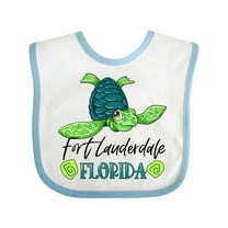 Inktastic Fort Lauderdale, Florida Happy Sea Turtle Boys or Girls Baby Bib