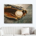 thumbnail image 2 of wall26 Canvas Print Wall Art Wood Panel Effect Retro Vintage Baseball in Catcher's Mitt Sports Fitness Photography Realism Decorative Scenic Multicolor for Living Room, Bedroom, Office - 32x48, 2 of 5