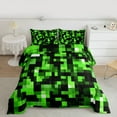 thumbnail image 2 of Manfei Pixel Grid Miners Bedding Comforter Set,Geometric Check Twin Comforter Sets,Green Patchwork Pixel Buffalo Bedding Set For Girls Boys,Breathable Home Decor Reversible,2 Pieces, 2 of 8