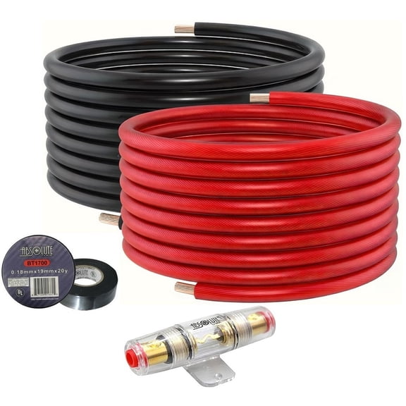Absolute KIT4-25RBT-AGU 50 Feet 25' Red 25' Black 4 Gauge Power Wire AGU Tape