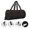 thumbnail image 5 of Xecao Cardiogram and Heart print Round Travel Duffel Bag is a foldable gym bag with an inner pocket, perfect for travel sports, 5 of 8