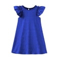 thumbnail image 4 of MEZZALL Girls Solid Color Flutter Sleeve Dress Casual Summer Soft Comfortable Party O-Neck Solid Color Lovely Dresses, 4 of 4