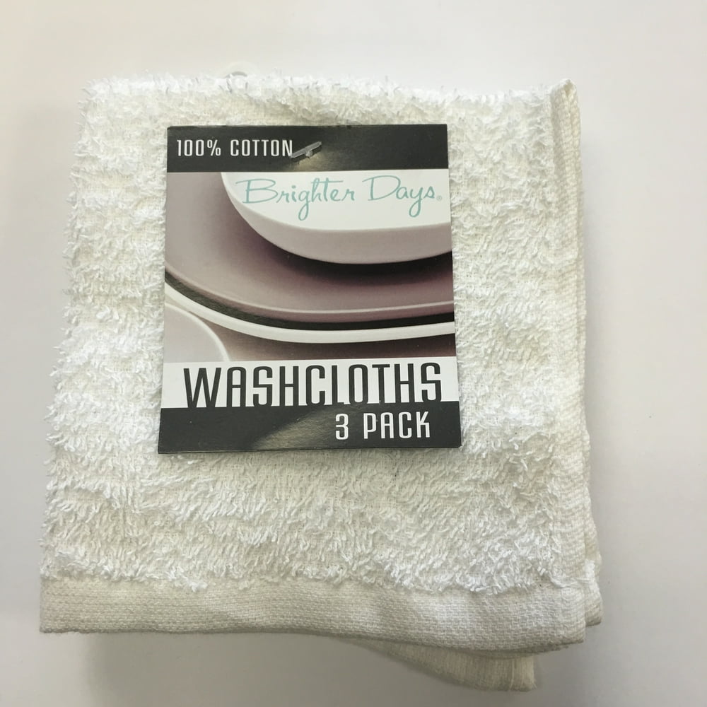 Brighter Days, White 3pk Washcloths