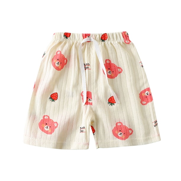 Odeerbi 1-6 Años Niños Niñas Verano Pantalones Cortos Pijama Algodón Lindo Estampado Oso Pantalones Cortos Transpirable Casual