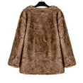thumbnail image 5 of Penkiiy Women's Long Sleeve Fluffy Faux Fur Warm Coat Faux Fur Coat Coffee, 5 of 5