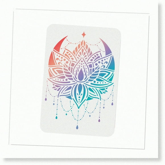 Lotus Artistic Plastic Flower Wall Stencils - Reusable A4 Size (11.7x8.3 inch) for Wood, Floor, Wall, and Tile Painting
