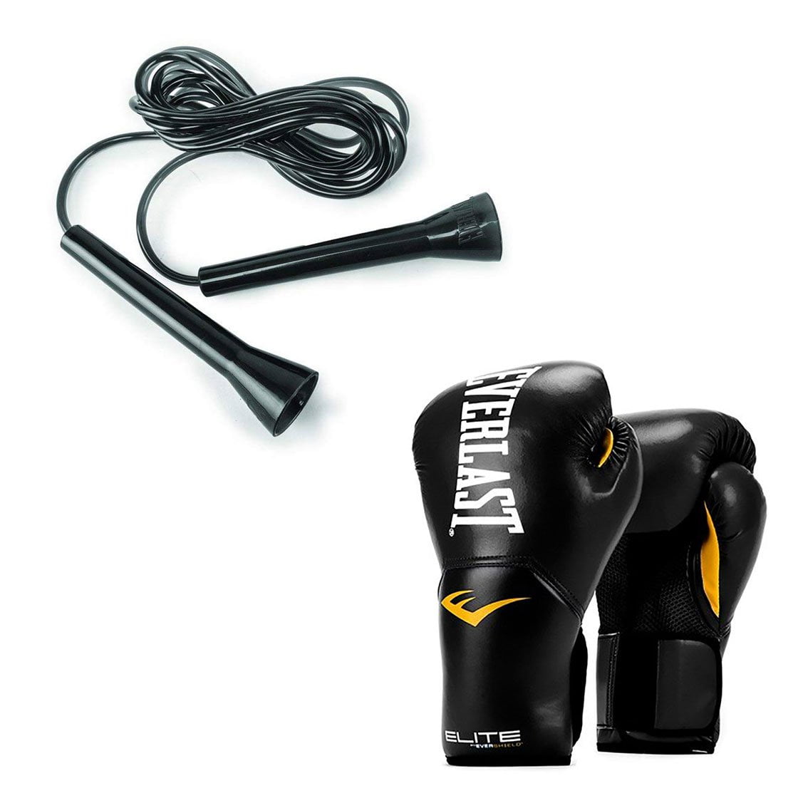 Everlast Elite Pro Boxing Gloves Size 12 Ounces, Black and 11 Foot Jump