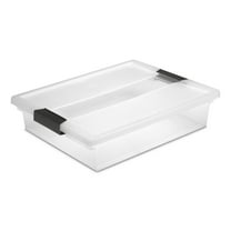 Sterilite Large Clip Box, Clear Plastic Storage Bin with Latching Lid, Holds Letter-Sized Paper, Black