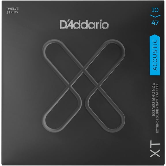 D'Addario - XTABR1047-12 - 12-String Acoustic Guitar String Set - XT Coated Light 10-47