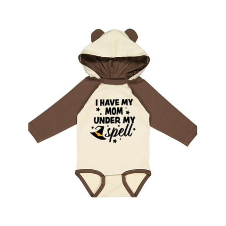 

Inktastic I Have My Mom Under My Spell with Cute Witch Hat Gift Baby Boy or Baby Girl Long Sleeve Bodysuit
