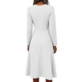 thumbnail image 3 of Women's Floral Maxi Dresses Spring Fall Plus Size V Neck Flowy a Line Dress High Waist A-Line Swing Sundress, 3 of 5