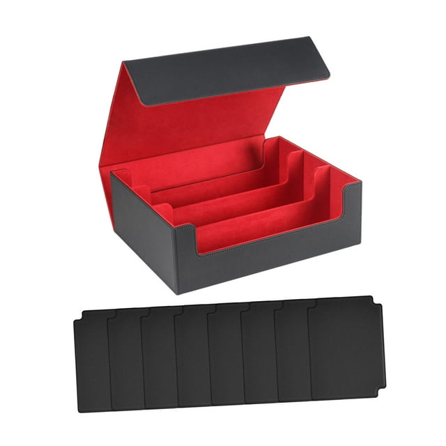 Bunblic Boîte de Deck de Cartes Jouet de Cartes de Rassemblement Durable Fermeture Magnétique Rangement de Cartes de Jeu Noir Rouge