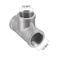 thumbnail image 2 of Unique Bargains 1/2 NPT Female Thread Tee Pipe Fitting Hose Adapter 304 Stainless Steel, 2 of 5