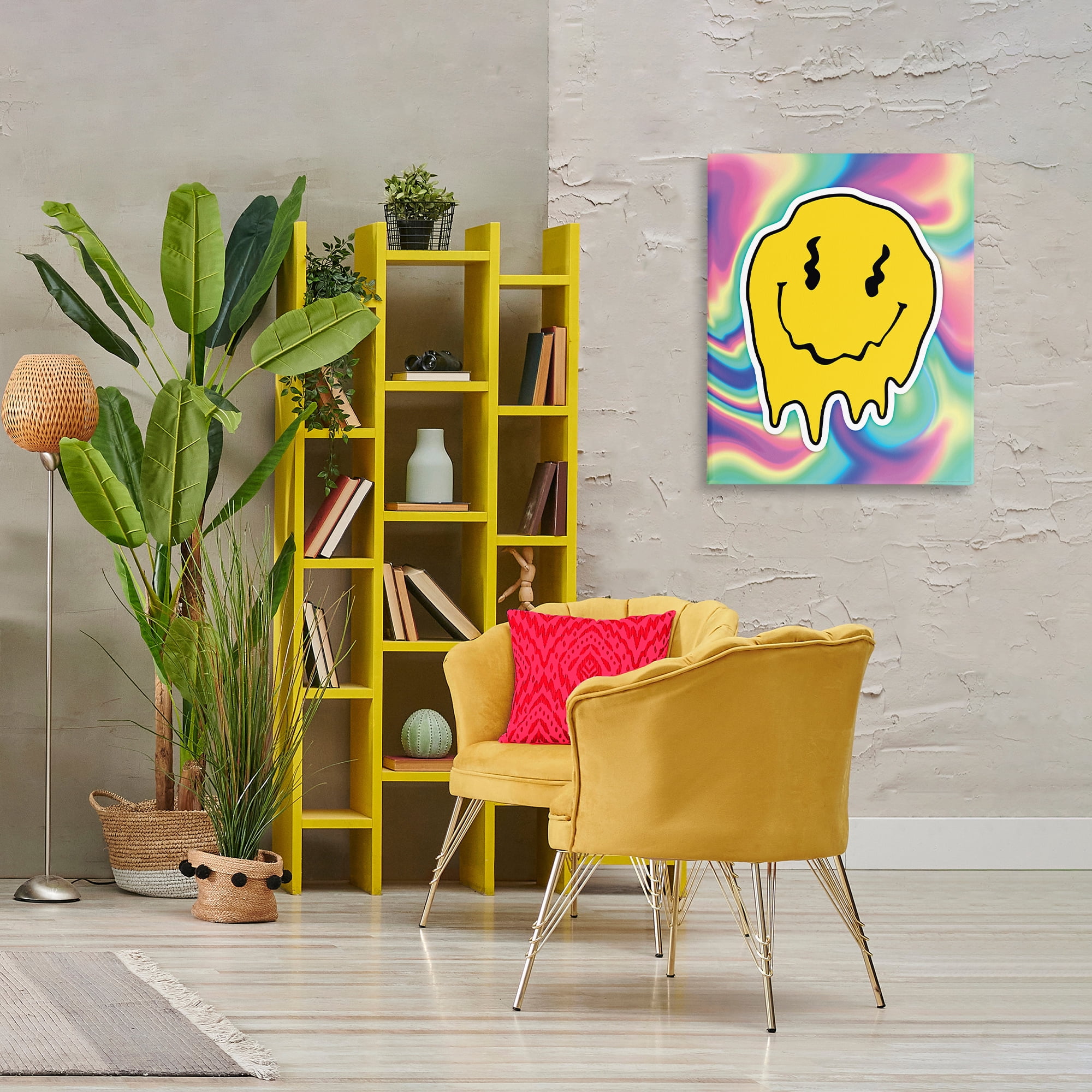 Stupell Industries Abstract Melting Smiley Abstract Painting Wrapped Canvas Art Print Wall Art, 24 x 30