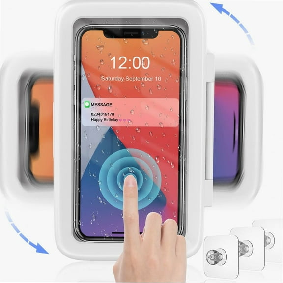 Dockapa Waterproof Shower Phone Case with 480° Rotation for iPhone & Android up to 6.8", Wall Mount