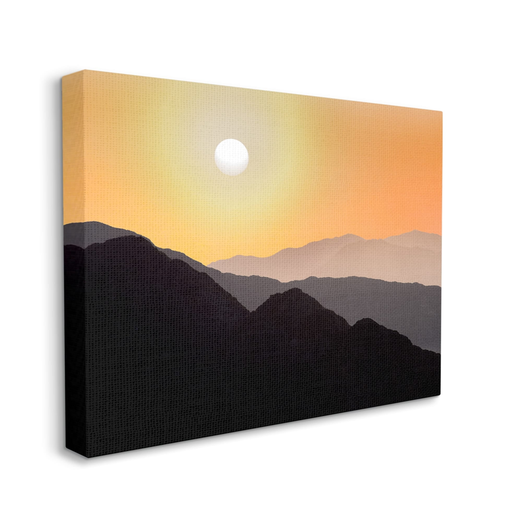 Stupell Industries Orange Sky Mountain Silhouettes Landscape Photography Gallery Wrapped Canvas Print Wall Art