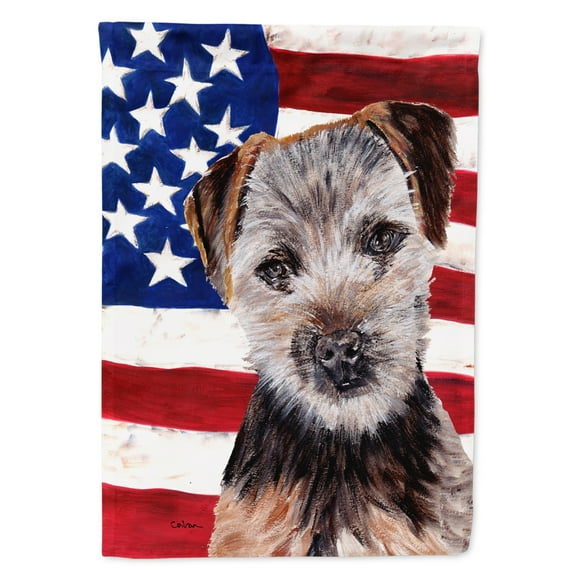 Carolines Treasures SC9639GF Norfolk Terrier Puppy with American Flag USA Flag Garden Size  Small multicolor