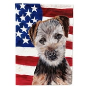 Norfolk Terrier Puppy with American Flag USA Garden Flag -