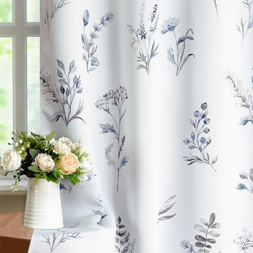 ASPMIZ Floral Curtains Watercolor, Flower Leaves Window Curtains for Living Room, 80% Blac