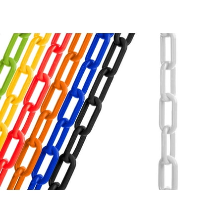 

US Weight 500 FT White 2-Inch Plastic Chain Links Plastic Safety Barrier Chain featuring SunShield UV Resistant Technology