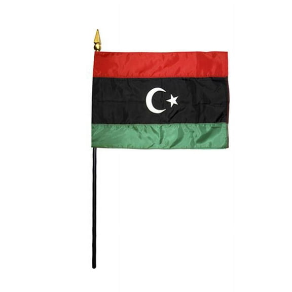 Annin Flagmakers 210084 4 x 6 in. Eb Libya Mounted 2011 - 12 Pack
