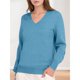 thumbnail image 4 of Suéter de Larga con Cuello en V para Mujer, Estilo Casual Clásico de Otoño, Suave y Holgado, Básico, Tipo Jersey Azul Tranquilo M, 4 of 10