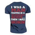 thumbnail image 4 of Creative 2D Printed "I WAS A MAN TRAPPED IN A ..." Mens T Shirt Casual Blouse Soft Tops For Men Solid Color Blouse For Men Daily Wear,5XL,Navy, 4 of 6