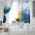 thumbnail image 5 of Fsddascl Blue White Blackout Curtains for Bedroom/Living Room, Thermal Insulated Kitchen Curtains, Contemporary Yellow Street Art Retro Painting Grommet Darkening Window Treatment Drapes 52"x72"x2, 5 of 8