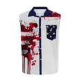 thumbnail image 3 of LWITHSZG Sleeveless Patriotic Shirts for Men American Flag ​Printed Button Down Shirt Graphic Tank Top Summer 4th of July Outfits S-3XL, 3 of 5