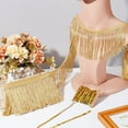 thumbnail image 5 of 10 Yards Gold Sewing Fringe Trim 2 Styles Fabric Tassel Trim with Sequins Sewing Trim for Latin Wedding Dress DIY Crafts Clothes Accessorie Party Decoration, 5 of 6