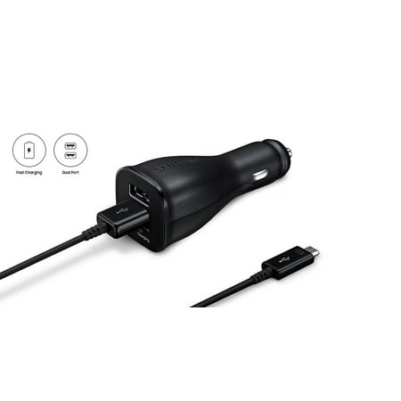 Samsung Galaxy A5 Adaptive Fast Charger Micro USB [1 DUAL Car Charger + 5 FT Micro USB Cable] Adaptive Fast Charging uses dual voltages for up to 50% faster charging! - BLACK - Bulk (The Best Usb Car Charger)