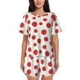 thumbnail image 1 of Balery Abstract Red Polka Dot Conjunto de Pijama para Mujer con Estampado, Dos Piezas de Manga Corta y Shorts, Ropa de Dormir Suave con Cuello Redondo y Bolsillos-4X-Large, 1 of 6