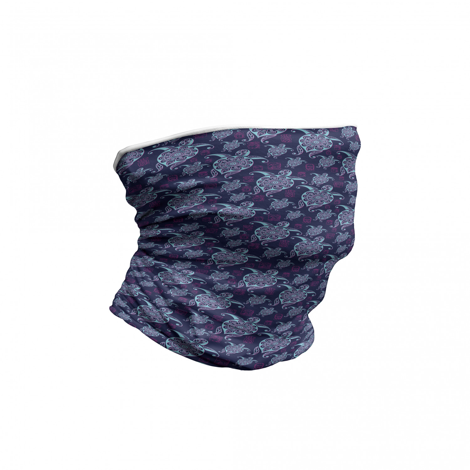 Turtle Neck Gaiter, Nautical Animals Maya, Unisex, Purple Magenta and