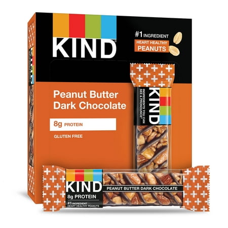 KIND Bars, Peanut Butter Dark Chocolate, Gluten Free, Low Sugar, 1.4oz, 12 (Best Low Sugar Snacks)
